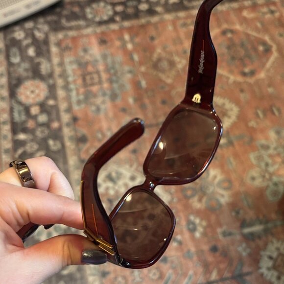 Vintage Y2K Yves Saint Laurent YSL 6207 Burgundy Red Sunglasses - Picture 8 of 10